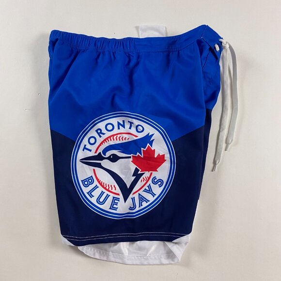 Men's Swim Board Shorts - Blue and White - Picture 2 of 12